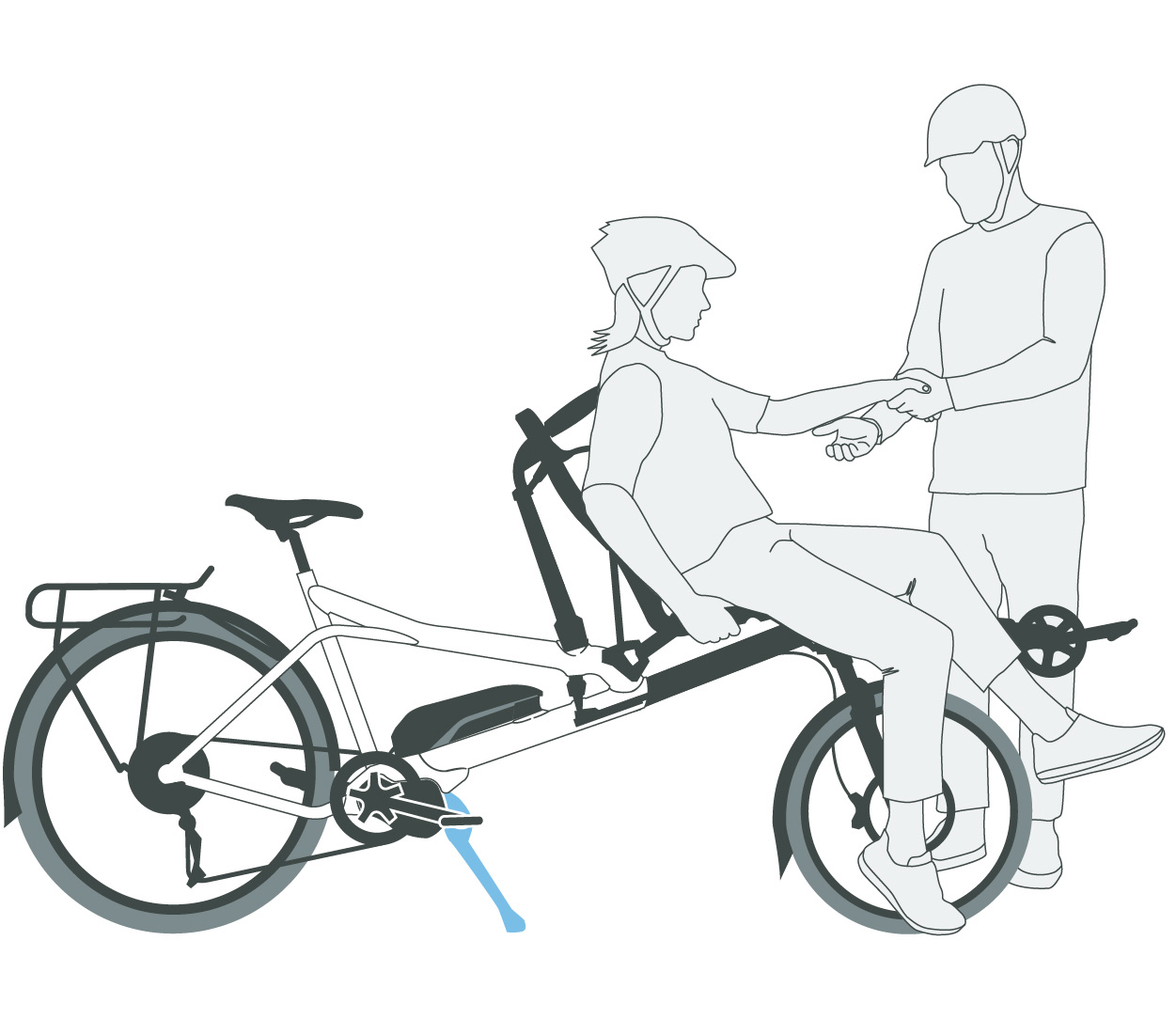 Dessin montrant qu'il est facile de monter sur le vélo